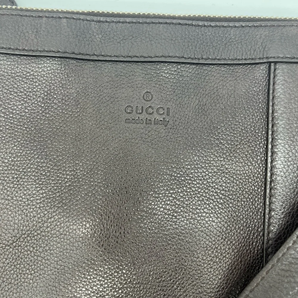 GUCCI Men's 233329 Dark Brown Pebbled Leather Adjustable Messenger Crossbody Bag - Picture 4 of 17